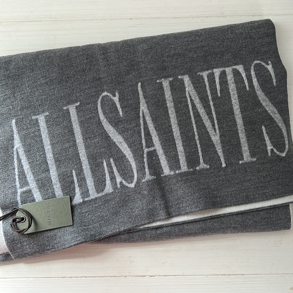 ALLSAINTS logo merino wool scarf